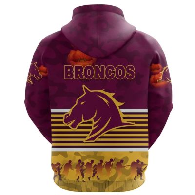 NRL Brisbane Broncos ANZAC Day Maroon Pullover Hoodie