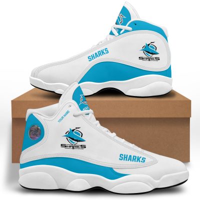 NRL Cronulla-Sutherland Sharks Custom Name Blue Air Jordan 13 Shoes