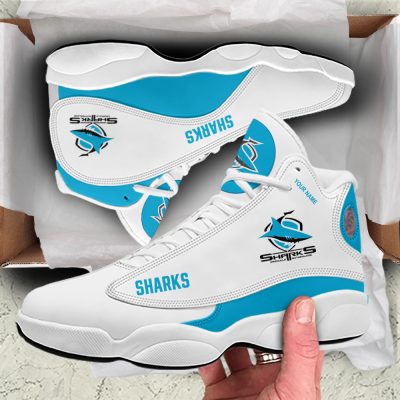 NRL Cronulla-Sutherland Sharks Custom Name Blue Air Jordan 13 Shoes