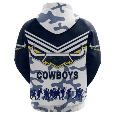 NRL North Queensland Cowboys ANZAC Day Camouflage Vibes - White Pullover Hoodie