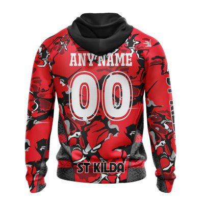 AFL St Kilda Saints Custom Name Number Morden Art Pullover Hoodie