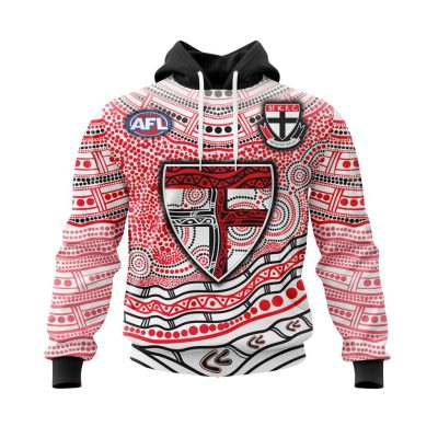 AFL St Kilda Saints Custom Name Number Indigenous Mascot Pullover Hoodie