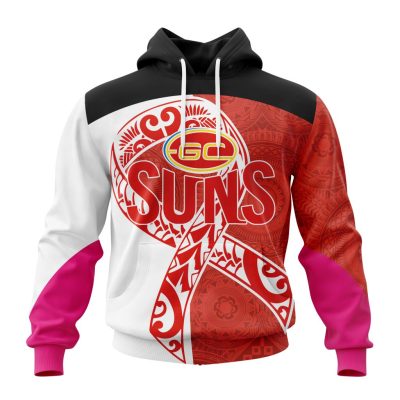 AFL Gold Coast Suns Custom Name Number Fight Cancer Pullover Hoodie