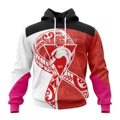 AFL Sydney Swans Custom Name Number Fight Cancer Pullover Hoodie