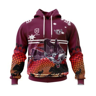 NRL Manly Warringah Sea Eagles Custom Name Number Australia?s Day Pullover Hoodie