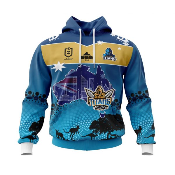 NRL Gold Coast Titans Custom Name Number Australia?s Day Pullover Hoodie NRL Gold Coast Titans Custom Name Number Australia?s Day Pullover Hoodie