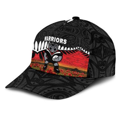 NRL New Zealand Warriors ANZAC Maori Poppy Flowers Classic Cap