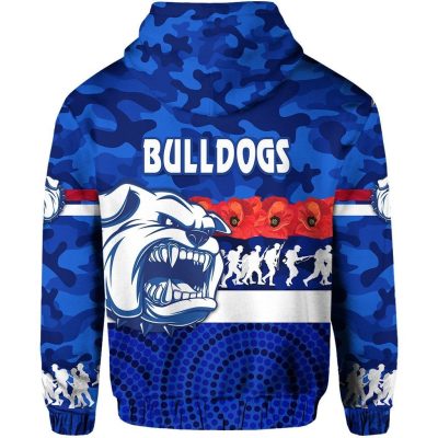 AFL Western Bulldogs Custom Text ANZAC Day Pullover Hoodie