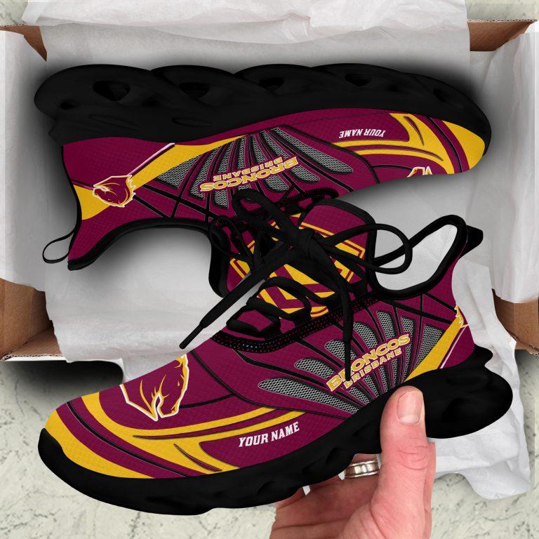 NRL Brisbane Broncos Custom Name Maroon Gold Max Soul Shoes V3 NRL Brisbane Broncos Custom Name Maroon Gold Max Soul Shoes V3