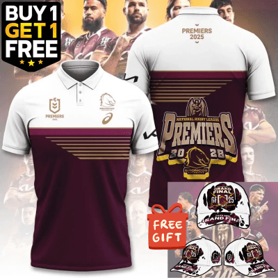 [ Buy 1 Get 1 Free ] Brisbane Broncos polo shirt with Cap Gift Premiership 2025