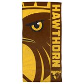 AFL Hawthorn Hawks Yellow Brown Beach Towel V3