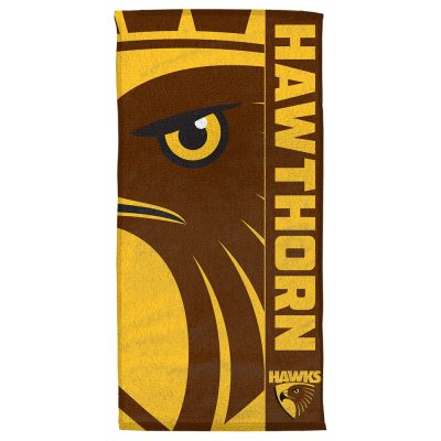 AFL Hawthorn Hawks Yellow Brown Beach Towel V3