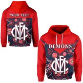 AFL Melbourne Demons Custom Text Red Indigenous Pullover Hoodie