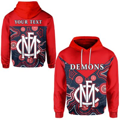 AFL Melbourne Demons Custom Text Red Indigenous Pullover Hoodie