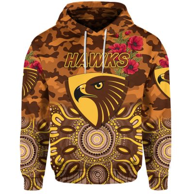 AFL Hawthorn Hawks ANZAC Indigenous Pullover Hoodie