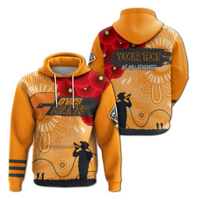 AFL Greater Western Sydney Giants Custom Name ANZAC Day Pullover Hoodie