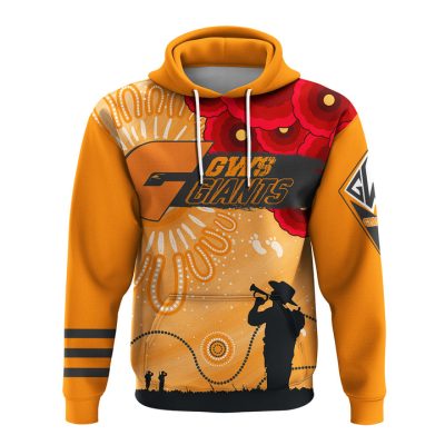 AFL Greater Western Sydney Giants Custom Name ANZAC Day Pullover Hoodie
