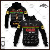 NRL Penrith Panthers Premiers 2021 Team Signatures Pullover Hoodie