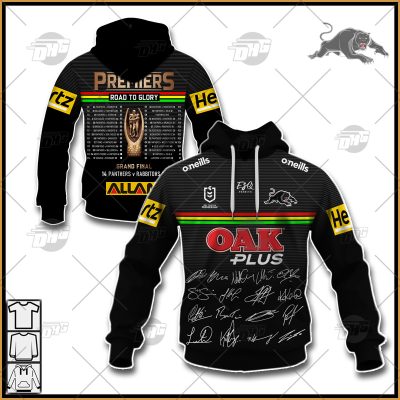 NRL Penrith Panthers Premiers 2021 Team Signatures Pullover Hoodie