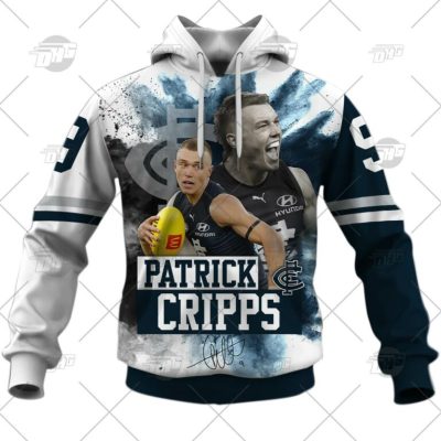 AFL Carlton Blues Patrick Cripps #9 Pullover Hoodie V2