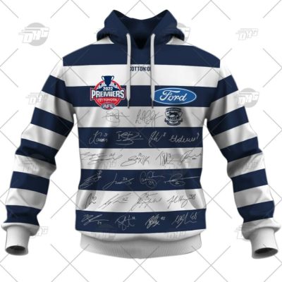 AFL Geelong Cats Premiers 2022 Guernsey Signatures Pullover Hoodie