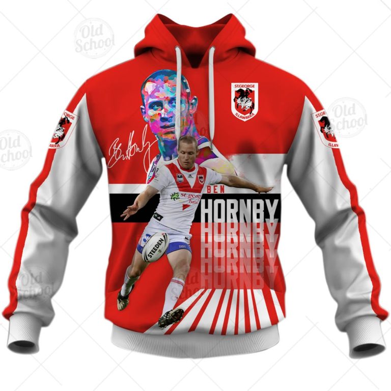 NRL St. George Illawarra Dragons Ben Hornby #7 Pullover Hoodie NRL St. George Illawarra Dragons Ben Hornby #7 Pullover Hoodie