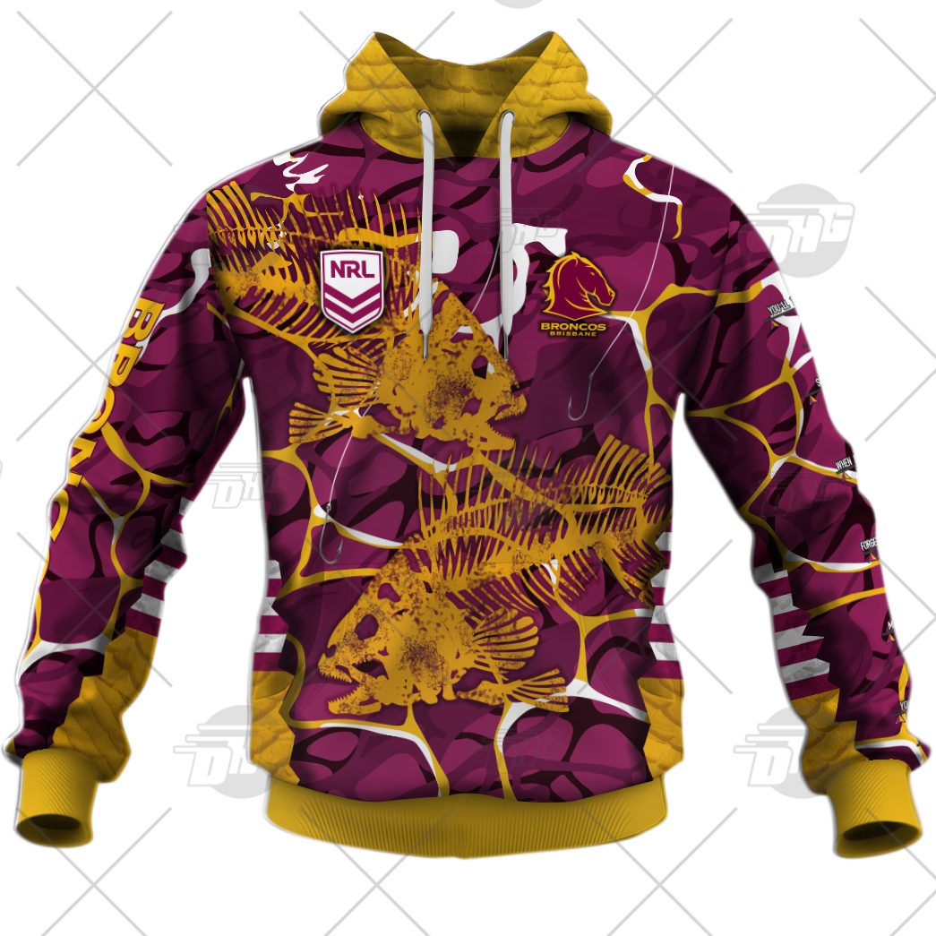 NRL Brisbane Broncos Custom Name Number 2021 Fishing Pullover Hoodie NRL Brisbane Broncos Custom Name Number 2021 Fishing Pullover Hoodie