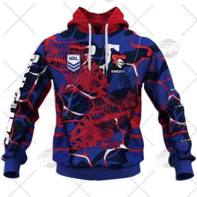 NRL Newcastle Knights Custom Name Number 2021 Fishing Pullover Hoodie