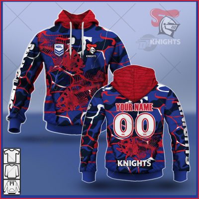 NRL Newcastle Knights Custom Name Number 2021 Fishing Pullover Hoodie