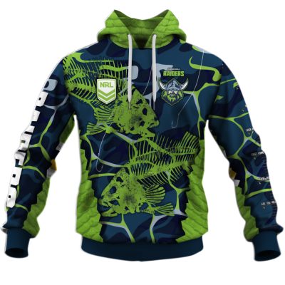 NRL Canberra Raiders Custom Name Number 2021 Fishing Pullover Hoodie