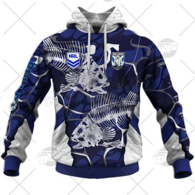 NRL Canterbury-Bankstown Bulldogs Custom Name Number 2021 Fishing Pullover Hoodie