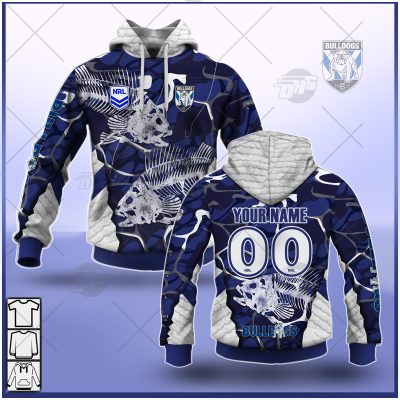 NRL Canterbury-Bankstown Bulldogs Custom Name Number 2021 Fishing Pullover Hoodie