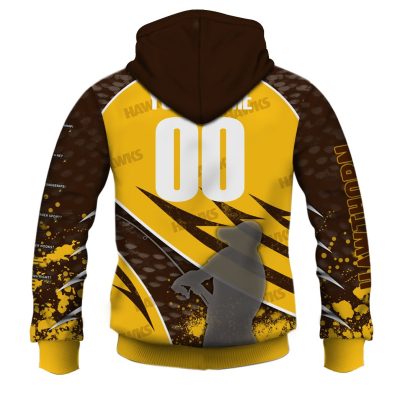 AFL Hawthorn Hawks Custom Name Number Fishing Pullover Hoodie
