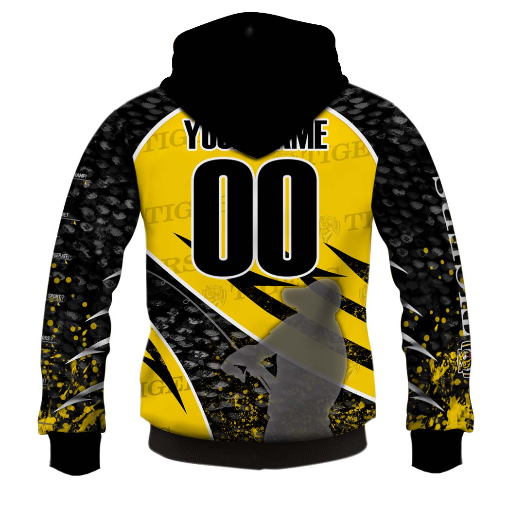 AFL Richmond Tigers Custom Name Number Fishing Pullover Hoodie AFL Richmond Tigers Custom Name Number Fishing Pullover Hoodie