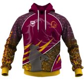 NRL Brisbane Broncos Custom Name Number Fishing T59 Pullover Hoodie