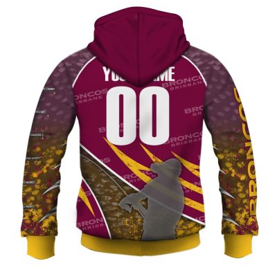 NRL Brisbane Broncos Custom Name Number Fishing T59 Pullover Hoodie