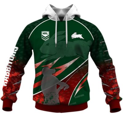 NRL South Sydney Rabbitohs Custom Name Number Fishing T59 Pullover Hoodie