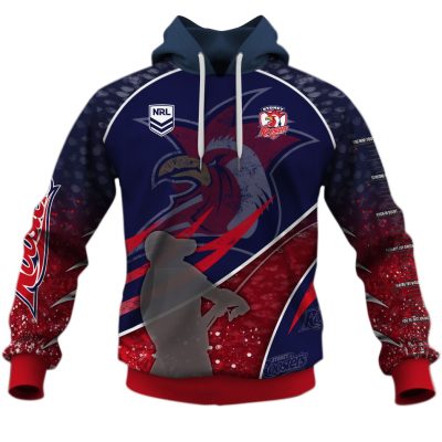 NRL Sydney Roosters Custom Name Number Fishing T59 Pullover Hoodie