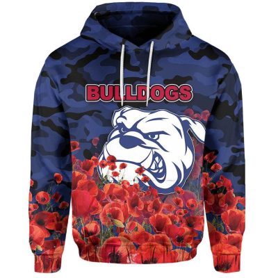 AFL Western Bulldogs Blue Poppy Flowers Pullover Hoodie