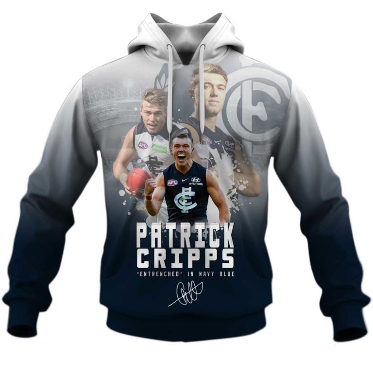 AFL Carlton Blues Patrick Cripps #9 Pullover Hoodie V5 AFL Carlton Blues Patrick Cripps #9 Pullover Hoodie V5