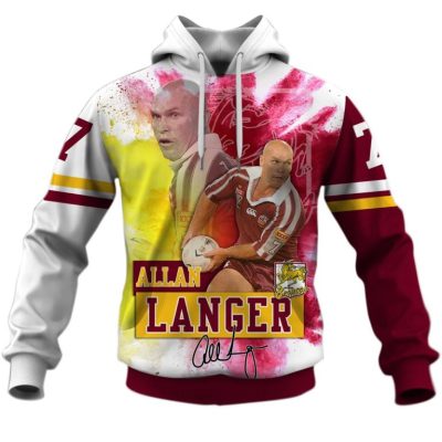 NRL Brisbane Broncos Allan Langer No 7 Pullover Hoodie