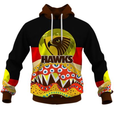 AFL Hawthorn Hawks Dinky Di Lover Aboriginal Flag x Indigenous Pullover Hoodie