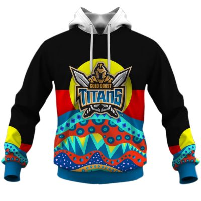 NRL Gold Coast Titans Dinky Di Lover Aboriginal Flag x Indigenous Pullover Hoodie