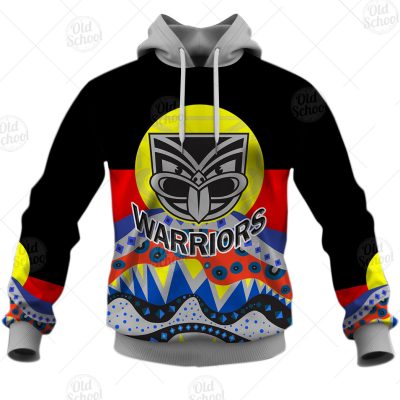 NRL New Zealand Warriors Dinky Di Lover Aboriginal Flag x Indigenous Pullover Hoodie