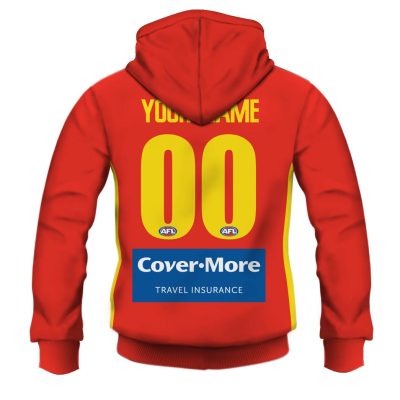 AFL Gold Coast Suns Custom Name Number 2020 Home Guernsey
 Pullover Hoodie