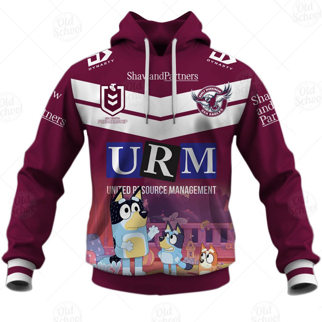 NRL Manly Warringah Sea Eagles Custom Name Number x Bluey Pullover Hoodie NRL Manly Warringah Sea Eagles Custom Name Number x Bluey Pullover Hoodie