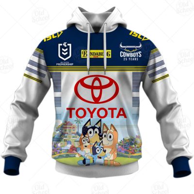 NRL North Queensland Cowboys Custom Name Number x Bluey Pullover Hoodie