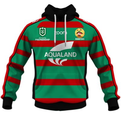 NRL South Sydney Rabbitohs Custom Name Number 2020 Home Jersey Care Emoji Pullover Hoodie
