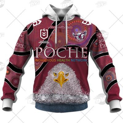 NRL Manly Warringah Sea Eagles Custom Name Number On Field Indigenous Jersey 2021 Pullover Hoodie