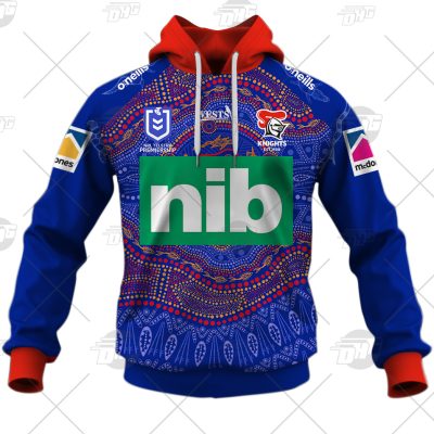 NRL Newcastle Knights Custom Name Number On Field Indigenous Jersey 2021 Pullover Hoodie